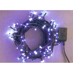 クリスマス: LEDストレートコード50球(ブラックコード) 日亜化学工業(株)社製(ホワイト&ブルー)