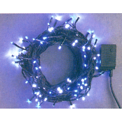クリスマス: LEDストレートコード100球(ブラックコード)スタンダード(ホワイト&ブルー)