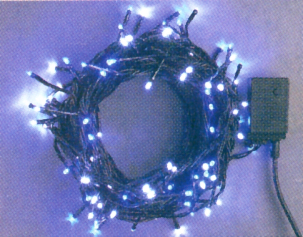 LEDストレートコード200球(ブラックコード)スタンダード(ホワイト&ブルー)