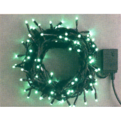 クリスマス: LEDストレートコード100球(ブラックコード)スタンダード(グリーン)