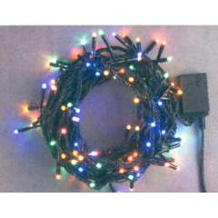 クリスマス: LEDストレートコード100球(ブラックコード)スタンダード(4色ミックス)