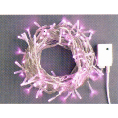 クリスマス: LEDストレートコード100球(シルバーコード)スタンダード(ピンク)