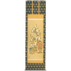 掛け軸: 十三佛　金襴本佛表装　尺五
