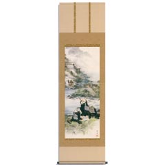 掛け軸: 川越名号　洛彩緞子本表装　尺五