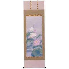 掛け軸: 広森雄作　聖蓮花　尺八立