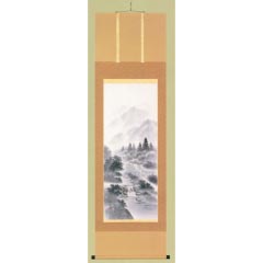 掛け軸: 水墨山水　山田耕石作