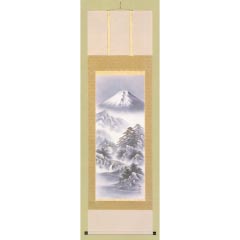 掛け軸: 富士山水　夏目拓次作