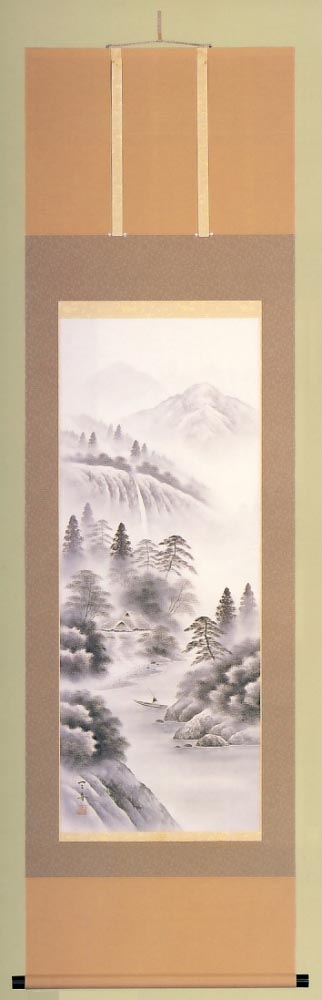 水墨山水　粥川天舟作