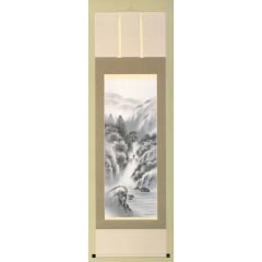 掛け軸: 水墨山水　田代西峰作