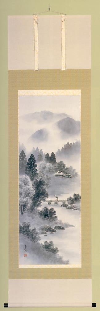 水墨山水　遠山東湖作