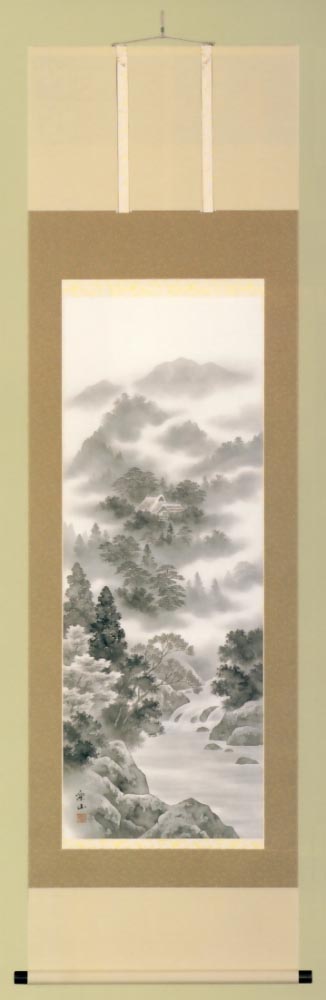 水墨山水　宮部楽山作