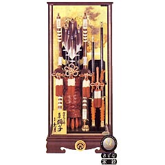 破魔弓: 吉祥紋　獅子　花梨塗ケース