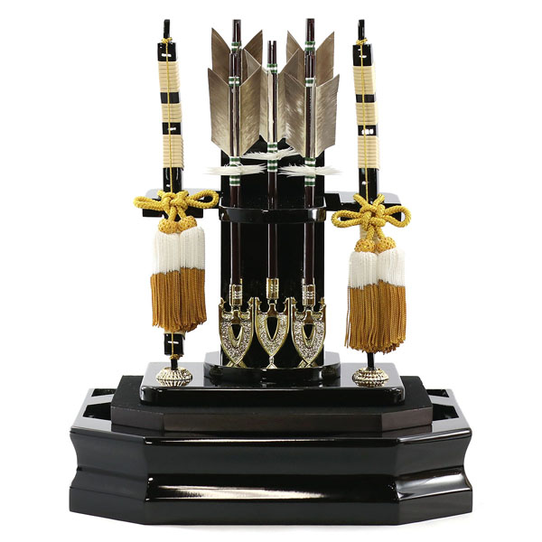 吉徳　 破魔弓　黒塗り 六角 アクリルケース飾り　詳細画像