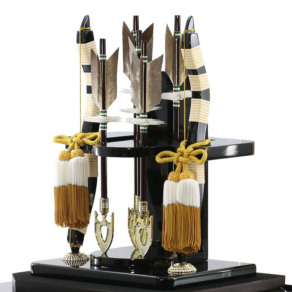 吉徳　 破魔弓　黒塗り 六角 アクリルケース飾り　詳細画像