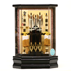 破魔弓: 黒塗り 六角 アクリルケース飾り