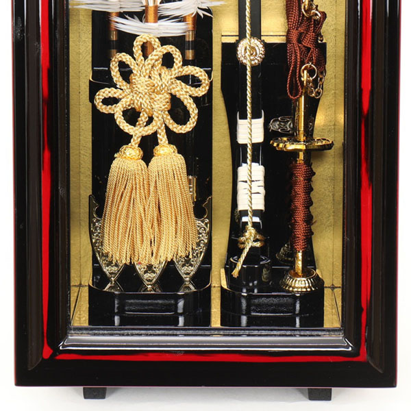 フジキ　 破魔弓　壁掛け 額飾り 天帝 ガラスケース飾り スタンド付き　詳細画像