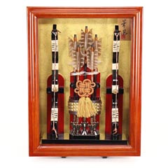 破魔弓: 壁掛け 額飾り 雅 ガラスケース飾り スタンド付き