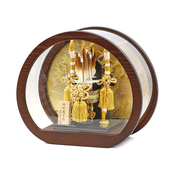 幹山　 破魔弓　和 なごみ オーク材 円形 丸形 アクリルケース飾り　詳細画像