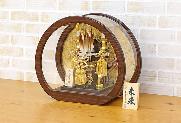 幹山　 破魔弓　和 なごみ オーク材 円形 丸形 アクリルケース飾り　詳細画像