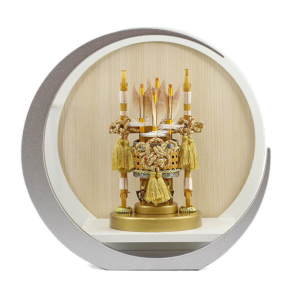 黎（れい） 白銀 木製 円形 三日月形飾り台 (大)