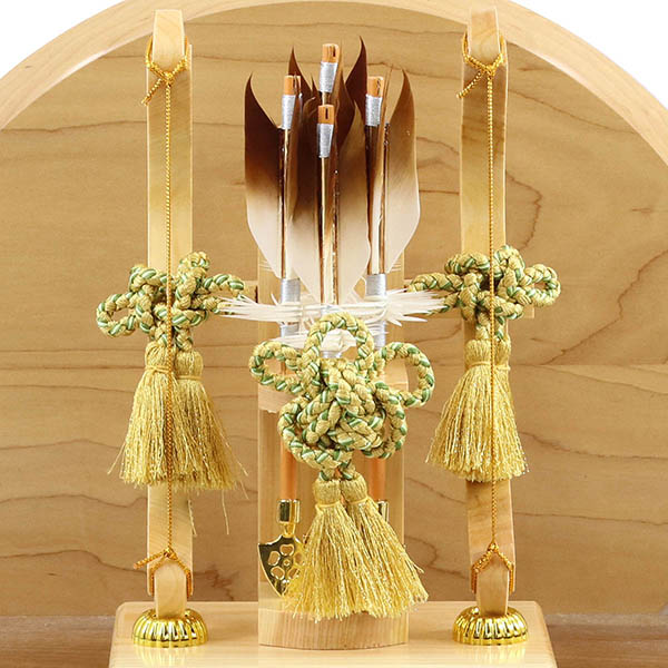 破魔弓 東玉 若葉 高級木材使用台屏風 詳細画像 東玉 破魔弓 若葉 高級木材使用台屏風 詳細画像