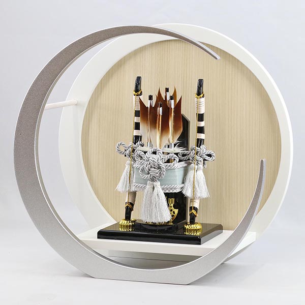 東玉　 破魔弓　蒼 白銀 木製 円形 三日月形飾り台 (大)　詳細画像