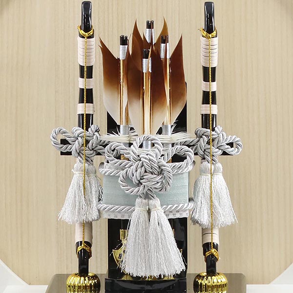 東玉　 破魔弓　蒼 白銀 木製 円形 三日月形飾り台 (大)　詳細画像