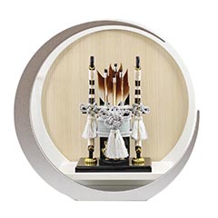 破魔弓: 蒼 白銀 木製 円形 三日月形飾り台 (大)