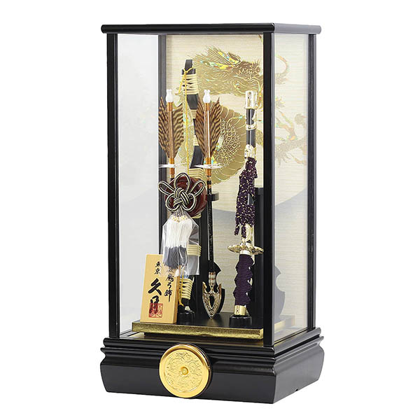 久月　 破魔弓　慶長 黒塗り ガラスケース　詳細画像