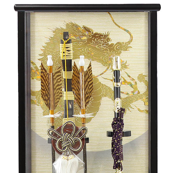 久月　 破魔弓　慶長 黒塗り ガラスケース　詳細画像