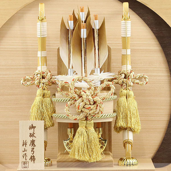 幹山　 破魔弓　月 ブナ材 白木 木目 円形 丸型 アクリルケース飾り　詳細画像