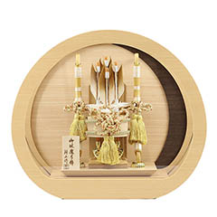 破魔弓: 月 ブナ材 白木 木目 円形 丸型 アクリルケース飾り