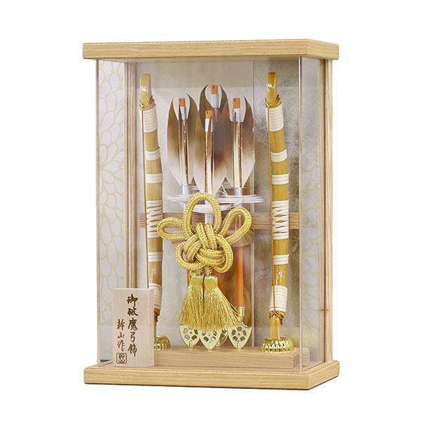 幹山　 破魔弓　壁掛け 額飾り 駿 白木 アクリルケース飾り　詳細画像