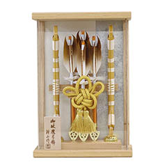 破魔弓: 壁掛け 額飾り 駿 白木 アクリルケース飾り