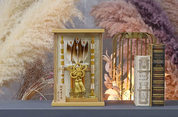 幹山　 破魔弓　壁掛け 額飾り 駿 白木 アクリルケース飾り　詳細画像