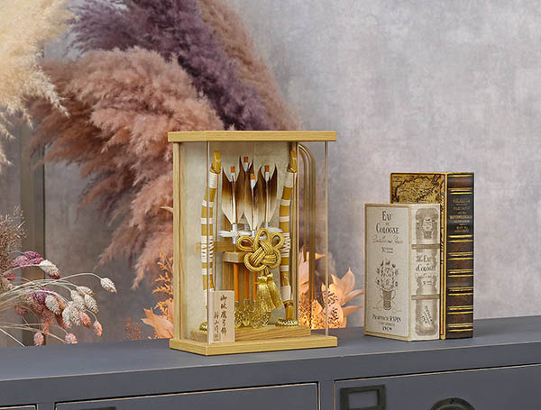 幹山　 破魔弓　壁掛け 額飾り 駿 白木 アクリルケース飾り　詳細画像