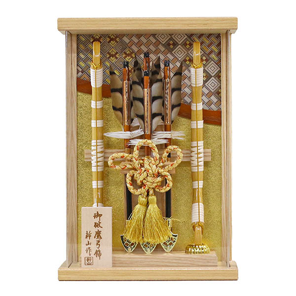 壁掛け 額飾り 絃 白木 寄木細工 金バック アクリルケース飾り