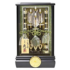 破魔弓: 煌 本籐巻 黒塗 ガラスケース飾り