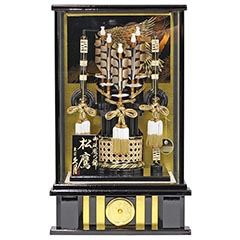 破魔弓: 松鷹 黒塗り ガラスケース飾り