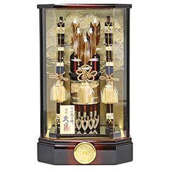破魔弓: 天峰 本籐巻 六角アクリルケース飾り