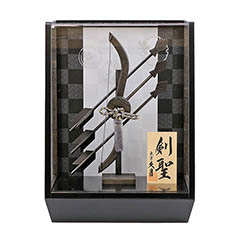 破魔弓: 剣聖 黒 木製 市松・四君子柄 黒塗り アクリルケース