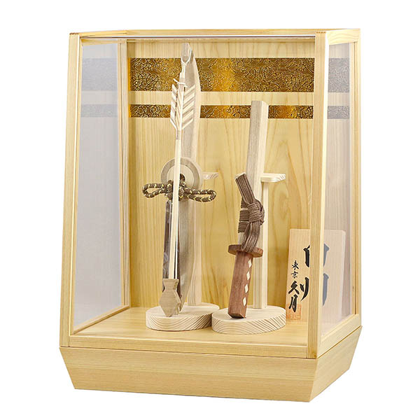 破魔弓 久月 白州 木製 二引き柄 白木 木目 アクリルケース 詳細画像 久月 破魔弓 白州 木製 二引き柄 白木 木目 アクリルケース 詳細画像