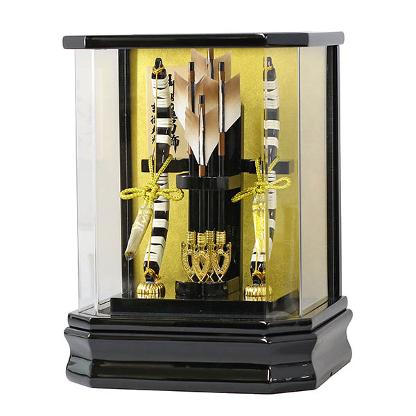 破魔弓 吉徳 黒塗り 六角 アクリルケース飾り 詳細画像 吉徳 破魔弓 黒塗り 六角 アクリルケース飾り 詳細画像