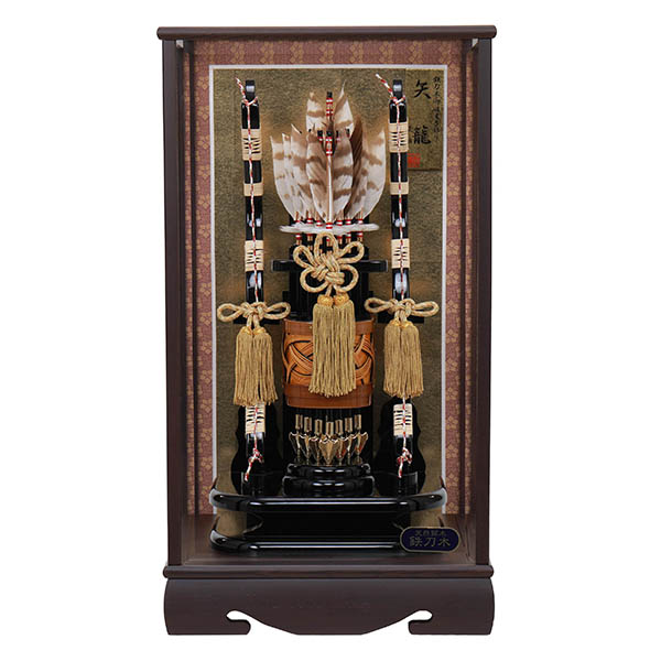 鉄刀木矢籠 面取りガラスケース飾り