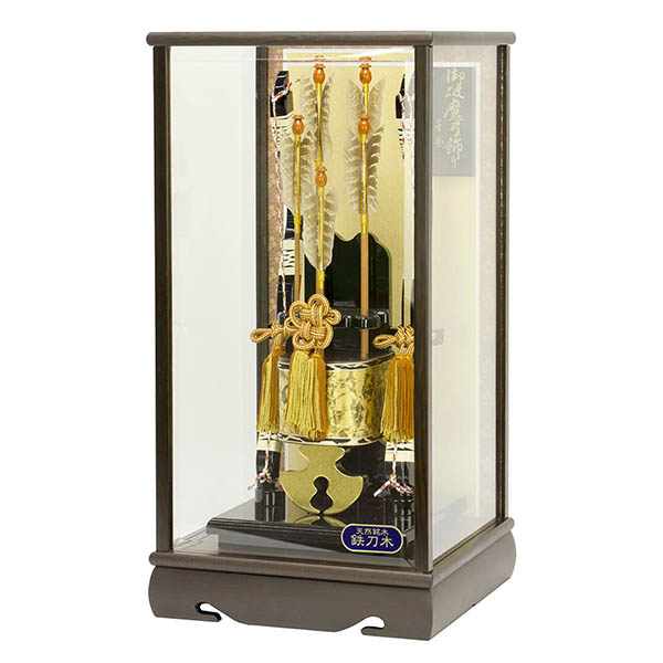 フジキ　 破魔弓　鉄刀木 勇輝 面取り ガラスケース飾り　詳細画像