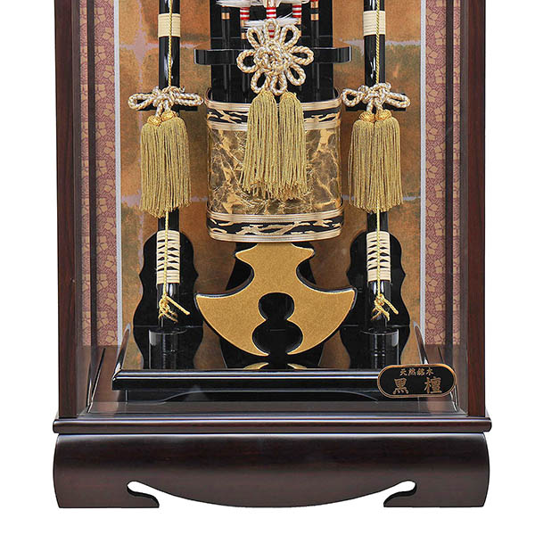 フジキ　 破魔弓　黒檀 彩雲 面取りガラス ケース飾り　詳細画像