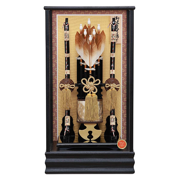 慶 A 彫金付き矢籠 黒木目 ガラスケース飾り