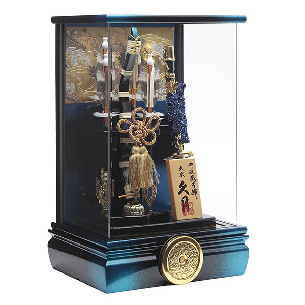 久月　 破魔弓　清龍A 太刀 本籐 青黒暈 アクリルケース飾り　詳細画像