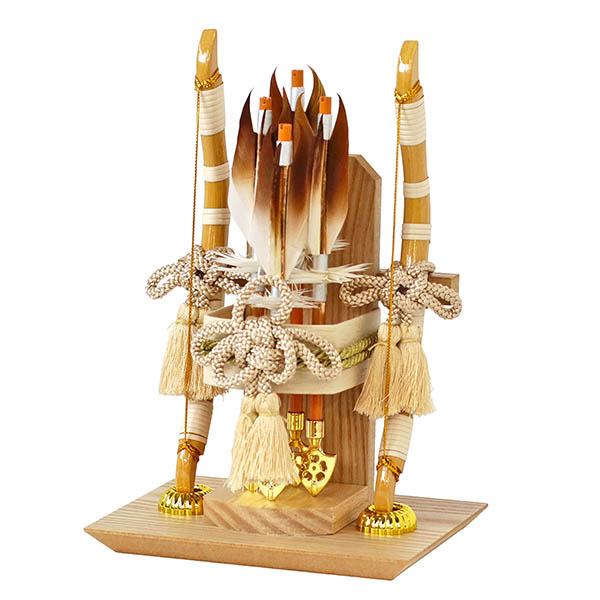 破魔弓 幹山 禄 矢立 円型 丸型 木目バック ベージュ・モカ塗 アクリルケース 詳細画像 幹山 破魔弓 禄 矢立 円型 丸型 木目バック ベージュ・モカ塗 アクリルケース 詳細画像