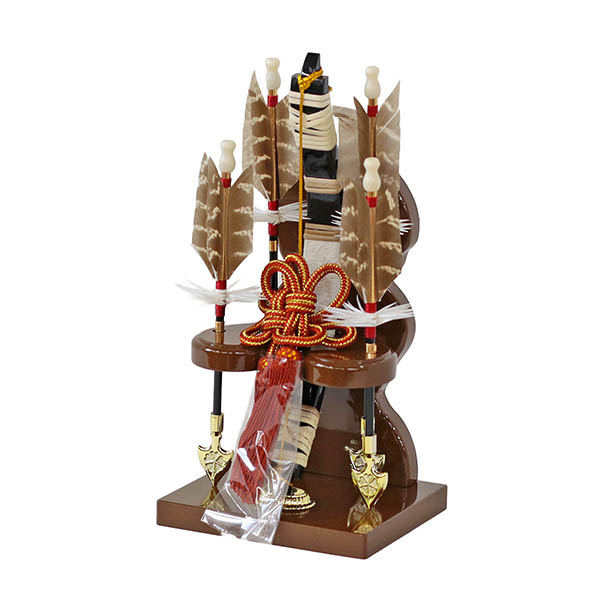 森泉　 破魔弓　誠 円型 丸型 木目バック ベージュ・モカ塗 アクリルケース　詳細画像